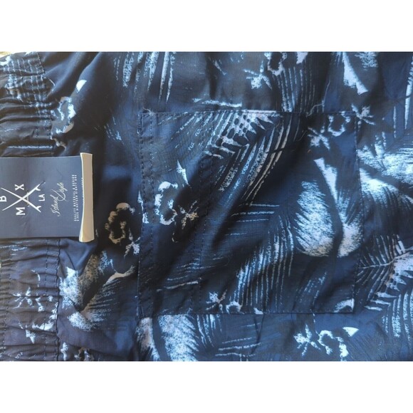 NWT MBX Premium Goods Men's XX-Large Swim Shorts Navy Blue Palm Print Trunks - Picture 7 of 9